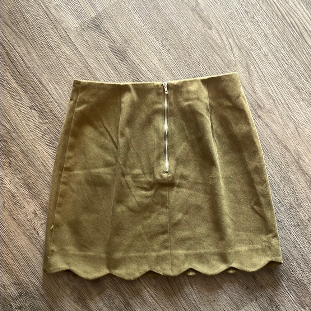Miami Tan Green Asymmetrical Pencil Mini Skirt - Picture 4 of 5